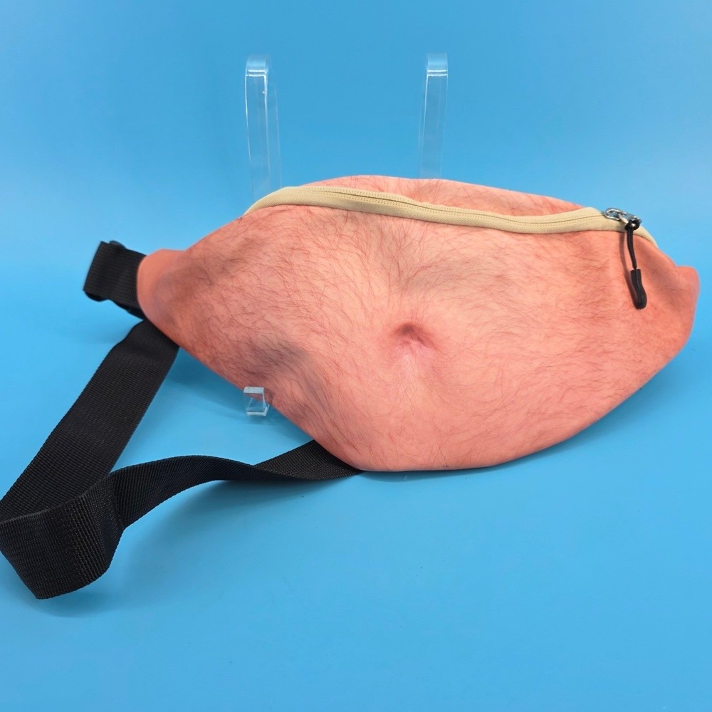 Hairy Belly Fanny Pack Novelty Waist Bag Realistic 3D Print Gag Gift